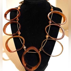Bold Brown natural buffalo horn Hoop Statement Necklace - Women Jewelry